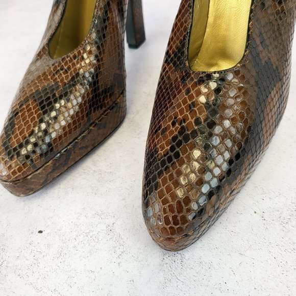 Yves‎ Saint Laurent Shoes Leather 7.5 Sandals Snakeskin Pump Snake YSL $2,507 - Picture 7 of 14